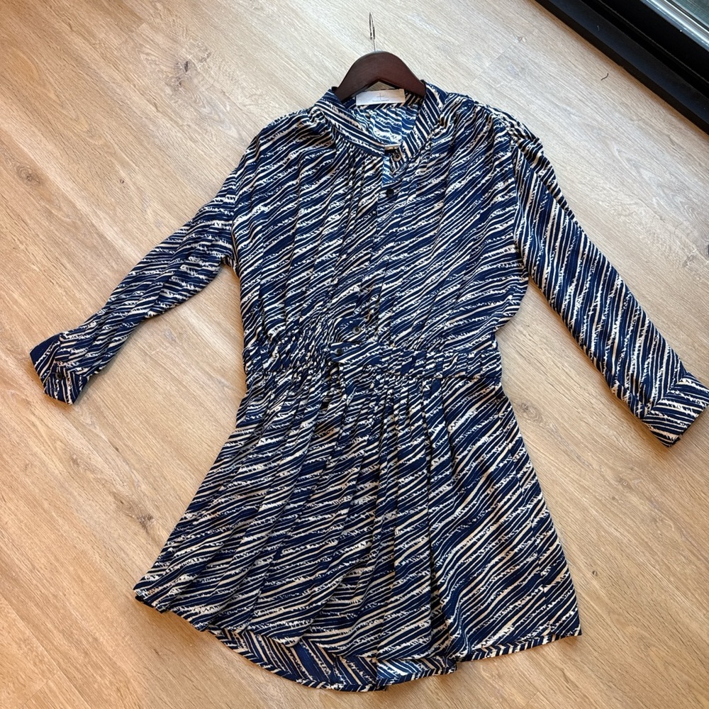 Thakoon Blue and Tan Patterned Mini Silk Dress 4